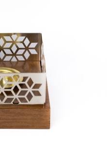 Quemador de incienso de lujo de madera y metal con diseño geométrico, quemador árabe de bakhoor y oud para decoración del hogar y regalos, uso en interiores. - Product Image 2