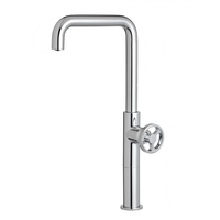 Robinet mélangeur élégant à poignée unique, design moderne, 100% laiton italien brossé, monotrou, à poser sur comptoir, en acier inoxydable