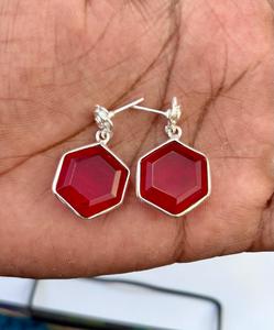 925 <b>Sterling</b> <b>Silver</b> Ruby Handmade <b>Earring</b> , Beautiful <b>Women</b> <b>Earring</b> . - Product Image 3