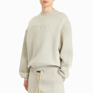 Pull-over décontracté confortable embossé sur mesure pour hommes Sweat-shirt ample à col rond et coupe carrée en polaire lourde - Product Image 1