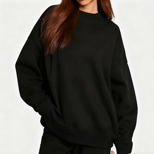 Sweat à capuche pour femme en polaire à col rond en polyester/coton tricoté décontracté d'hiver de luxe personnalisé avec logo sur le devant - Product Image 5