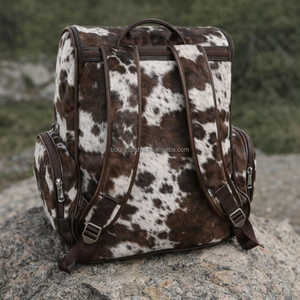 Wholesale Handmade Hair-On Leather <b>Backpack</b> Cowhide Travel <b>Laptop</b> Bag Custom Logo Supplier Manufacturer Bulk LHBP-0047 - Product Image 5