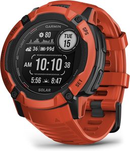 Istinto 2X solare, Smartwatch GPS robusto, torcia elettrica integrata, capacità di ricarica solare, GNSS Multi-banda, rosso fiamma - Product Image 1