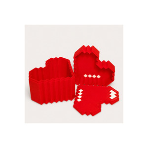 Juego de 2 Cajas de Almacenamiento de Joyas de Plástico Rojo Moderinna Pixel con Forma de Corazón, Diseño Multifuncional y que Ahorra Espacio - Product Image 5