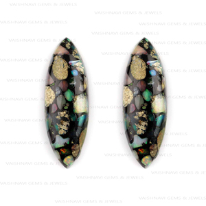 High Quality Natural Black Quartz 10x30mm Long Marquise Shape Cabochon Flat Back High Polished Calibrated Opaque No Hole Loose - Product Image 3