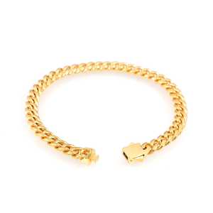 กำไลข้อมือแบบ Cuban Link ขนาด 6 มม. ชุบทอง 14K ดีไซน์เรขาคณิตทันสมัย สไตล์ศาสนา ทำจากสแตนเลส ทองแดง ทองเหลือง ประดับมุก เพชร เหมาะสำหรับเป็นของขวัญ - Product Image 4