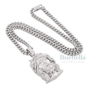 Hip Hop Iced Out 925 Plata de Ley Latón 14K Chapado en oro Diamante Moissanite Jesús Cara Cruz religiosa Joyería colgante fina - Product Image 6