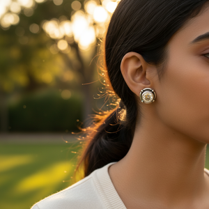 Pendientes de Botón Modernos para Mujer, Chapados en Oro Rosa de 925, con Diamantes, Perlas o Esmeraldas - Product Image 3