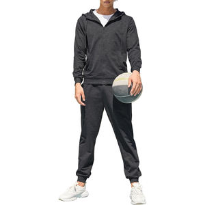Men's Lightweight Polyester Mesh Tracksuit Breathable Two-Piece Set Hood Custom <b>Screen</b> <b>Printing</b> Solid Pattern Summer Comfort - Product Image 1