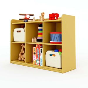 <b>6</b>-<b>Drawer</b> Preschool Shelving Unit 117x40x88cm Rubberwood Frame Painted KGS006 Easy Standing Installation - Product Image 2