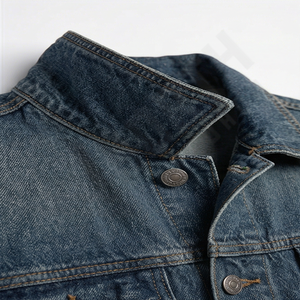 แจ็คเก็ตยีนส์ผู้ชายทรงสลิมฟิต สไตล์ไบค์เกอร์ ขาดๆ แบบวินเทจ สีน้ำเงิน แบบสั่งทำพิเศษ แขนยาว คลาสสิก เสื้อคลุมยีนส์ แจ็คเก็ตยีนส์ผู้ชาย - Product Image 4