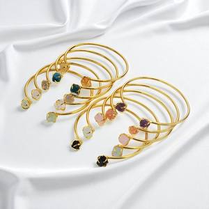 <b>Solid</b> Silver Rough Rose Quartz Gemstone cuff <b>Bangle</b> Handmade Prong Set Birthstone <b>Bangle</b> Jewelry - Product Image 5