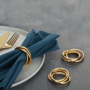 Décoration de table de salle à manger sur mesure Vaisselle de luxe semi-circulaire Rond de serviette en vrac bon marché en laiton plaqué or de mariage de haute qualité - Product Image 3