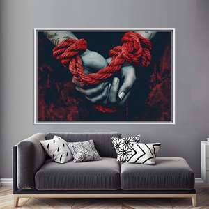 Decoración de Pared Moderna con Diseño de Amor - Impresión en Lienzo, Diseño Plano, Lienzo con Marco Blanco - Product Image 1