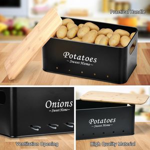 Potato <b>Storage</b> Box Set of 3, <b>Kitchen</b> <b>Storage</b> <b>for</b> Onion, Potatoes, Garlic <b>Storage</b>, <b>Kitchen</b> <b>Storage</b> Box with Ventilation Holes - Product Image 3