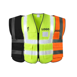Gilet de sécurité de travail réfléchissant léger en polyester fluorescent à haute visibilité avec plusieurs poches - Product Image 1
