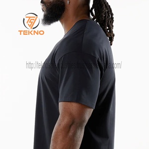 Camiseta de algodón 100% para hombre con hombros descubiertos y cuello redondo de gran tamaño de alta calidad, estampado personalizado, estilo cuadrado liso, longitud larga, Parte delantera en blanco - Product Image 6