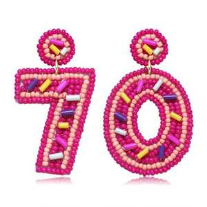 Pendientes de Flamenco con Cuentas Blancas y Rosas, Detalles en Dorado, para Verano, Playa, Resort Tropical, Bordados, Manualidades - Product Image 2