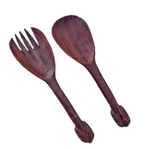 Ensemble de serveurs à salade en bois naturel cuillère de service pour ustensiles de cuisine soupe à salade outils de mélange de fruits épicés ustensile à salade - Product Image 6