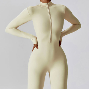 Women's Custom <b>Sports</b> Bodysuit Jumpsuit for <b>Girls</b> Workout Full Sleeve Fitness Breathable Shorts With Invisible Zipper - Product Image 4