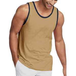 2025 été nouveau Design grande taille côtes débardeur haute rue hommes Compression débardeur coton lourd français - Product Image 1