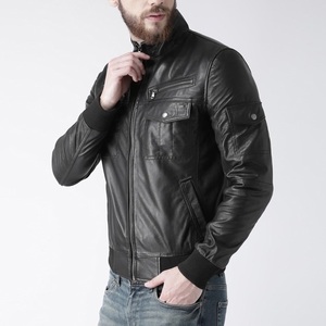 Veste en cuir véritable pour homme-Double boutonnage avec style élégant et intemporel-Veste en cuir pour homme - Product Image 1