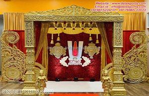 Magnifiques cadres de portail de mariage pour la décoration de scène, thème palais doré, décoration de mariage, scène lumineuse, matériau avec piliers, États-Unis - Product Image 5