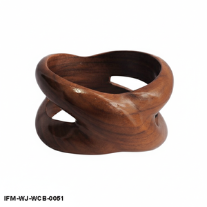 Brazalete de Madera Orgánica Tallado a Mano con Diseño de Onda, Pulsera Escultural Abstracta, Joyería de Madera Natural Estilo Boho Chic - Product Image 1