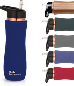 ขวดน้ำทองแดง100% โลหะทองแดงบริสุทธิ์ขวดเก็บน้ำกันรั่วขวดน้ำดื่ม Ayurveda โดย HF crafts - Product Image 5