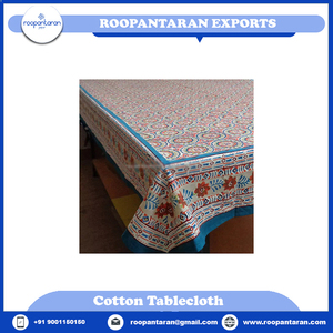 Fabricant direct prix de gros Jaipur bloc imprimé coton fait à la main bleu jonquilles nappe nouveau Design produit - Product Image 6