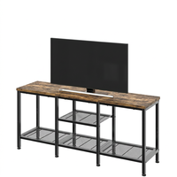 Meuble TV convertible en bois rustique avec étagères de rangement ouvertes et console multimédia pour salon, compatible avec les téléviseurs de 50 à 54 pouces