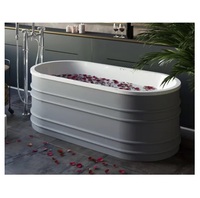 Vente à chaud Baignoire à eau autoportante polie brillante Baignoire ronde moderne gonflable en acier inoxydable Fabrication par l'Inde