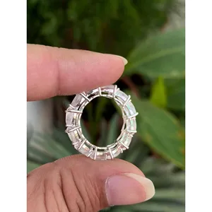 Eternity Band Pear Cut <b>Moonstone</b> <b>Ring</b> 925 Sterling Silver Handmade Gemstone <b>Ring</b> Wholesale Jewelry Supplier - Product Image 5