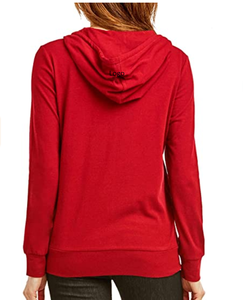 Sweats à capuche pour femmes avec épaule tombante et logo personnalisé Vente en gros d'usine Sweat à capuche pour femme pas cher Sweat à capuche léger en coton avec fermeture à glissière intégrale de grande taille - Product Image 3