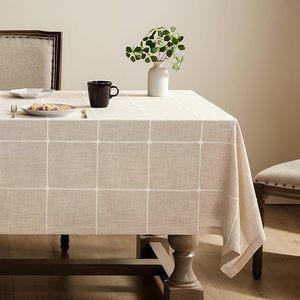 Mantel de lino y algodón bordado rectangular moderno, tela impermeable para cocina, comedor, fiesta, mesas de boda, técnica tejida - Product Image 1