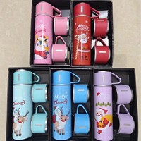 Coffret cadeau flasque personnalisée 500ml lot de bouteilles d'eau isolées thermos de luxe en acier inoxydable à double paroi mug flacon à vide avec 3 couvercles