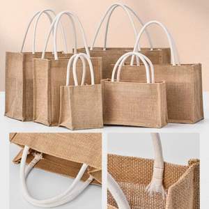 Venta al por mayor personalizado impreso gran yute bolsa de compras bolsa de playa ecológico reutilizable bolso unisex diseño personalizado para uso del comprador - Product Image 2