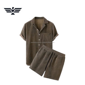 ชุดลำลองฤดูร้อนสำหรับผู้ชาย – เสื้อแขนสั้นเนื้อผ้ามีเท็กซ์เจอร์และกางเกงขาสั้นเอวยางยืด – ชุดลำลองน้ำหนักเบา - Product Image 4