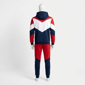Conjunto Deportivo para Hombre, Sudadera con Capucha y Pantalones Jogger en Bloques de Color Rojo, Blanco y Azul Marino, Ropa Deportiva para Gimnasio, Entrenamiento, Running y Fitness - Product Image 2