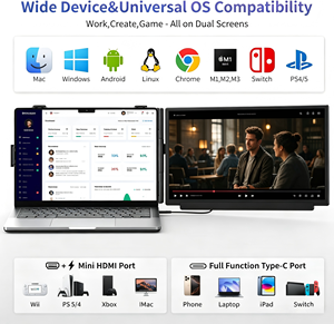 Extensor de Pantalla para Portátil de 15.6'' FHD 1080P IPS, Monitores Portátiles para Juegos, Pantalla Doble Desmontable para <span class=keywords><strong>PC</strong></span>, Mac - Product Image 2