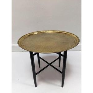 Modern Metal <b>Serving</b> <b>Tray</b> Foldable Stand for Easy Storage with Golden Stand <b>Black</b> Powder Coated Finished Top for Easy Storage - Product Image 2