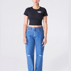 OEM T-shirts lourds 250gsm 100% coton pour fille Impression sérigraphique personnalisée Tops courts vierges T-shirt ajusté pour femmes - Product Image 3