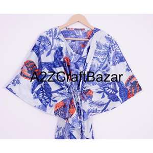 Caftán Midi de Algodón con Estampado Floral para Mujer, Vestido de Playa Bohemio, Corte Regular, Transpirable, Cómodo, Ropa Casual de Verano - Product Image 3