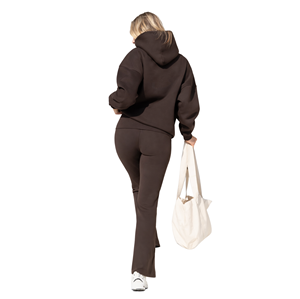 Sudadera Extra Grande para Mujer, 50% Algodón, 50% Poliéster, Color Chocolate, Estilo Urbano, Hombros Caídos, Corte Holgado, Ropa de Invierno - Product Image 2