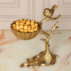 Cuenco Decorativo de Latón Dorado con Diseño de Aves, Exhibición Artística para Mesa, Ideal para Regalos y Celebraciones, de la India - Product Image 5