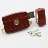 Serrure de porte extérieure en laiton antique avec poignée, verrou de nuit, pêne dormant, quincaillerie de porte, double cylindre avec poignées et 3 clés