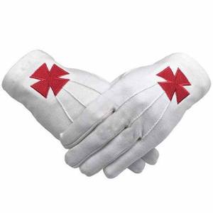 Guantes Masónicos de los Caballeros Templarios KT 100% Algodón con Emblema Bordado a Máquina (2 Pares) - Product Image 3