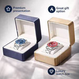 Estuche de Presentación para un Solo Reloj con Inserto de Gamuza Suave, Caja para Reloj para Lanzamiento de Marca y Uso en Mostrador de Boutique - Product Image 1