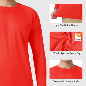 เสื้อว่ายน้ำผู้ชาย UPF rash GUARD เสื้อเชิ๊ตแขนยาวซับเหงื่อแห้งเร็วน้ำหนักเบาทนทานต่อรอยยับสำหรับผู้ใหญ่ - Product Image 2