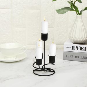 เชิงเทียนเหล็กเคลือบผงโลหะสีดำหรูหราสำหรับตกแต่งบ้าน - Product Image 1